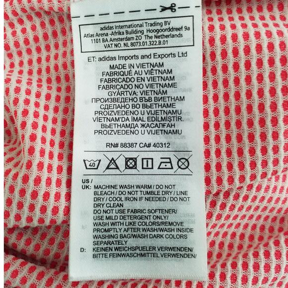 Adidas Mens Size Large Climachill Red Blue Color Block Polo Shirt Collared - Picture 5 of 5